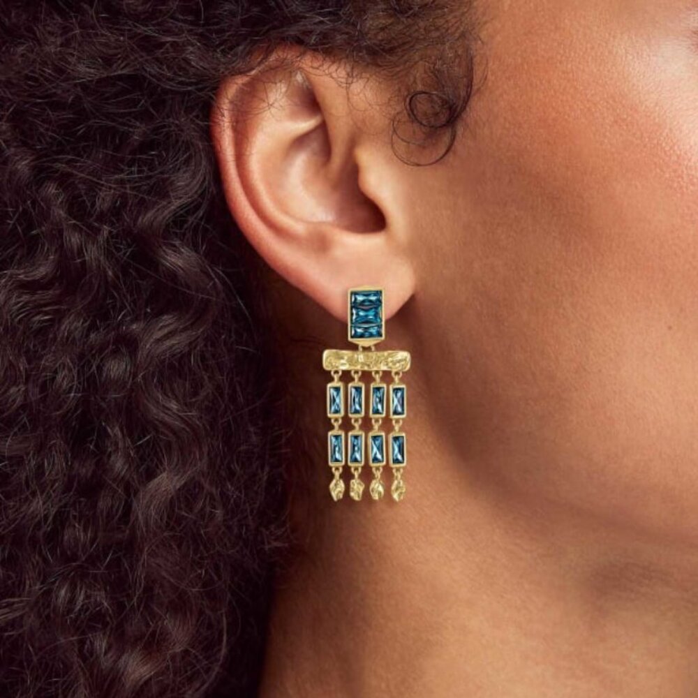Kendra Scott Jack Vintage Gold Earrings in Teal - Picture 3 of 4
